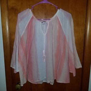 Aerie Pink And White Flowy Blouse Size Med
